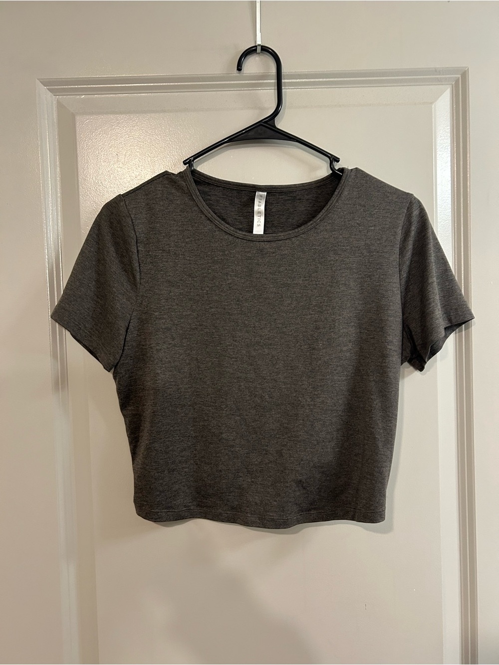 Fabletics Charcoal Gray Crop Open Back Tee